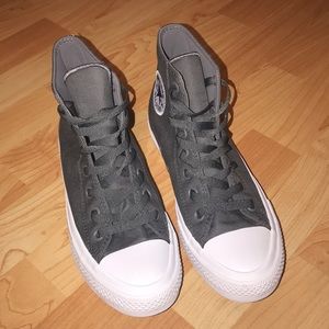 grey/white high top converse